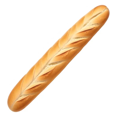 Cinematic Realistic Baguette Bread Emoji, showcasing a long, crusty baguette with a crisp exterior and soft interior rendered with lifelike textures and warm, rustic lighting. sticker