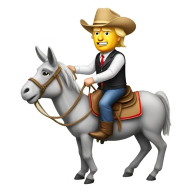 Donald Trump riding a donkey like a rodeo cowboy sticker