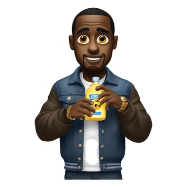 P.Diddy holding 1 bottle of baby oil sticker