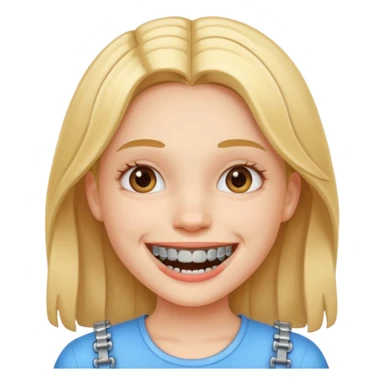 girl with metal braces on teeth sticker
