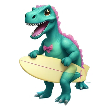 Dinosaur wearing a tutu on a surfboard sticker