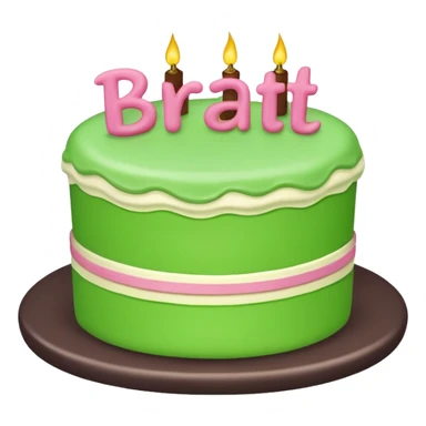 Bright green cake with the word brat  sticker