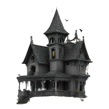 Haunting graveyard field Pre-Victorian ornate mansion birdhouse  sticker