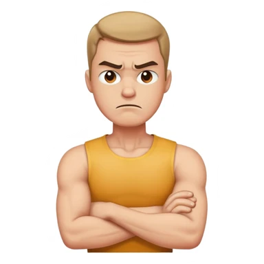 Guy arms crossed holding neck looking angry sticker