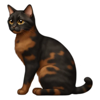 A dit black and brown tortoiseshell cat without white fur sticker