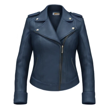  Realistic open front Navy blue leather fashion jacket isolated.  sticker