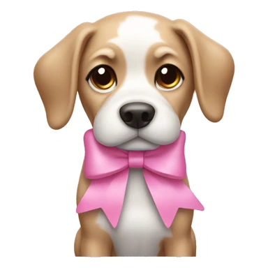 Dog wearing pink  bow  sticker