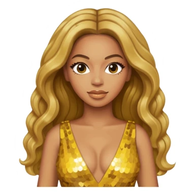 Beyonce with long dark blonde hair, yellow sequin dress sticker