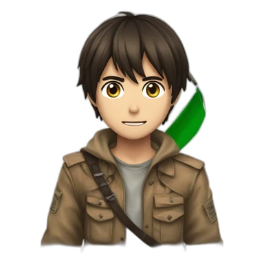 Eren yeager Holding the Palestinian flag   sticker