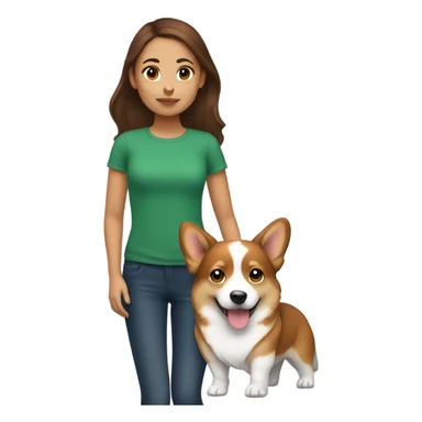 Brown hair girl with tricolor corgi sticker