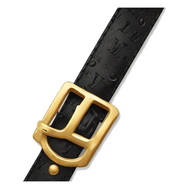 Folded Black Louis Vuitton belt with Gold buckle sticker