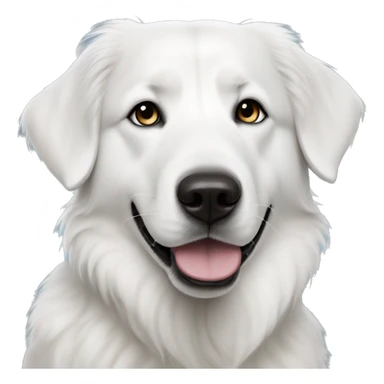 All White Great Pyrenees mix dog with bright blue eyes, black nose and black around right eye sticker