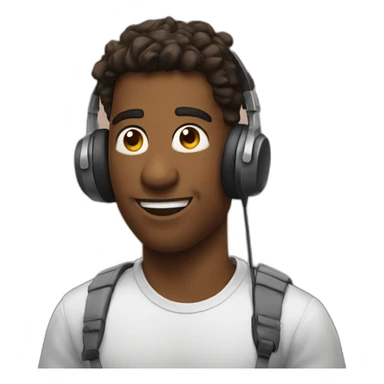 Gamer with earbuds sticker