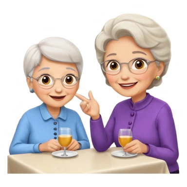conversación dentro de un restaurant  dos personas y una de las persoans sea una abuela sticker