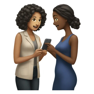 woman showing her phone to another woman sticker