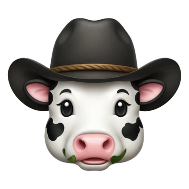 emoji with black and white cow print cowboy hat sticker