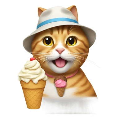 Cat eating ice cream and wearing a hat  sticker