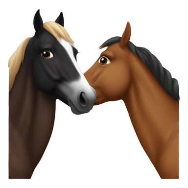 2 horses are kissing each other. One is black with white nose and the other one is chestnut  sticker
