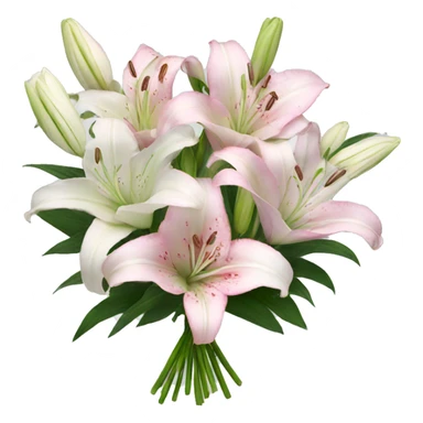 pink white lilies bouquet  sticker