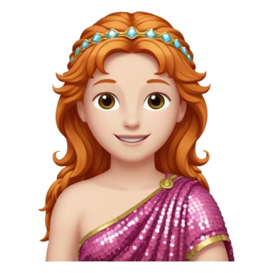 Venus from Roman Deities with long ginger hair, pink sequin toga sticker
