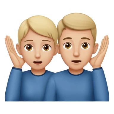 two people cupping their ears to hear a sound sticker