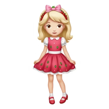 Strawberry shortcake human girl full body and legs with a strawberry barrette on her hair without a cake sticker