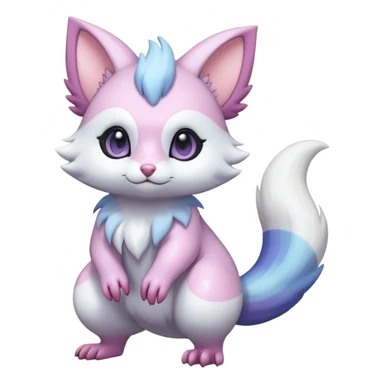 Shiny Iridescent Pale Pastel Whitish Bright Furret-Absol-Skitty-Noibat-Hybrid (Full body) sticker