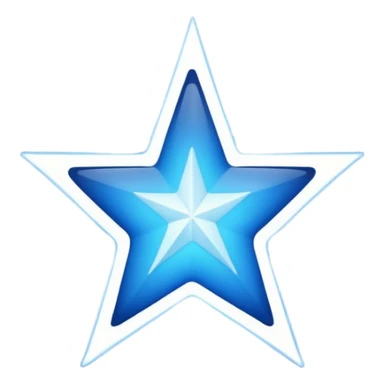 generate an emoji with a white tick in between a blue star having 11 points  sticker