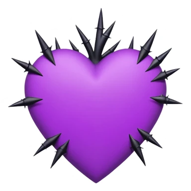 purple heart with black thorns sticker