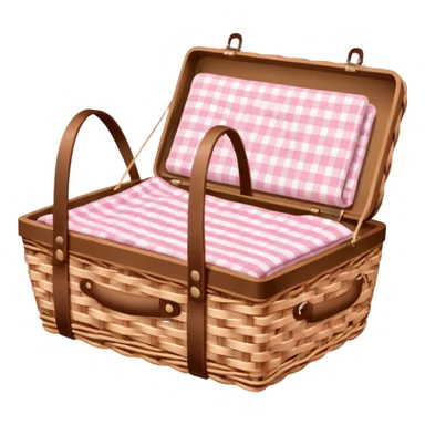 Picnic Basket With Light Pink Gingham Blanket sticker