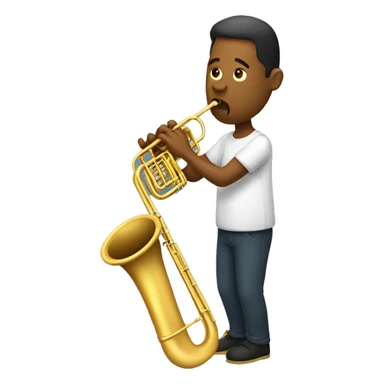 Man playing  a trombone horn sticker