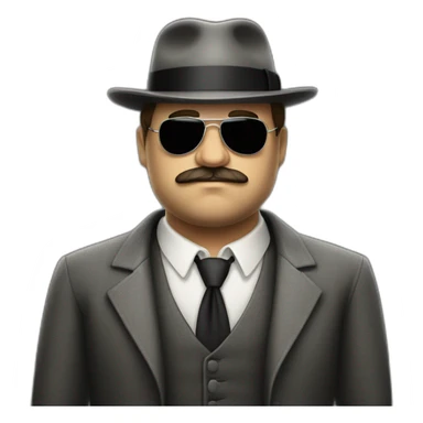 20s gangster full body, white man overweight fat mustache fedora sticker