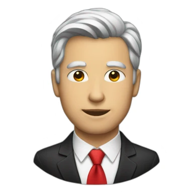 man with black blazer and red tie sticker