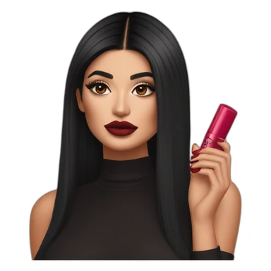 Kylie Jenner holding her lipstick lips sticker
