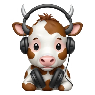cartoon cow with big headphones sticker
