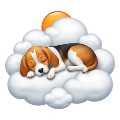 Beagle dog with Orange necklace sleeping in cloud sticker