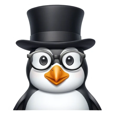 penguin with top hat and glasses sticker