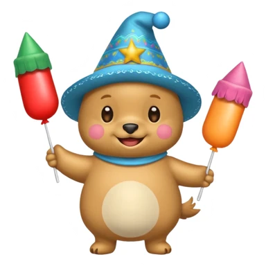 changuito tierno con overol en una fiesta sticker