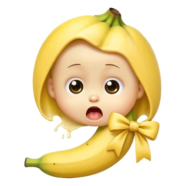 cute baby banana crying with a bow sticker