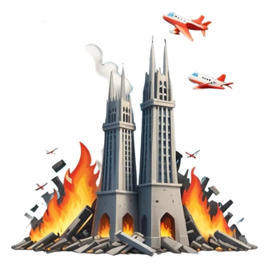 Two towers and a plane crashing on one of them sticker