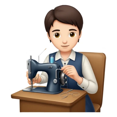 tailor sewing holding needle and thread sticker