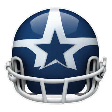Football helmet that is dark blue with a white stripe down the middle and a star logo on the side sticker