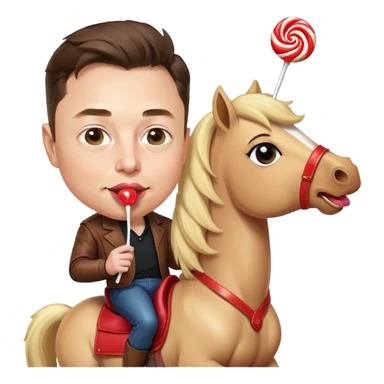 elon musk riding a pony licking a lollipop  sticker