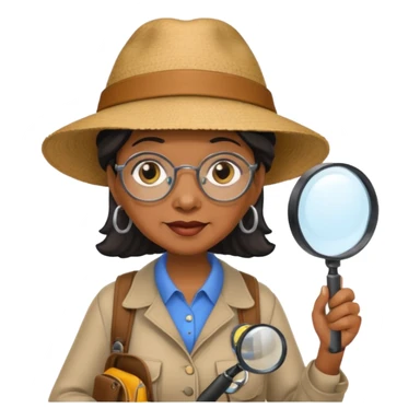 Explorer old black woman with hat and magnifying glass and backpack, portrait sticker