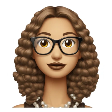 Mujer de pelo liso color castaño con gafas guess pendientes de perlas  sticker