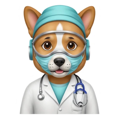 doctor dog wearing medical mask sticker