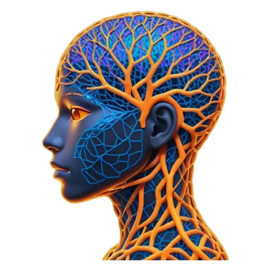 human silhouette with a neural network pattern inside the head sticker