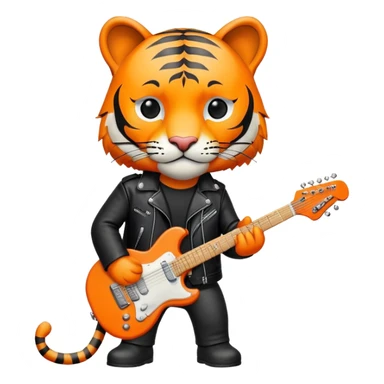 Rock star tiger with electric guitar and leather jacket sticker
