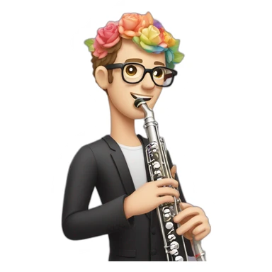 Jonathan Toews wearing glasses as a rainbow musical flute instrument in a symphony with pastel roses sticker