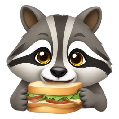 racoon happy eating a sandwich sticker